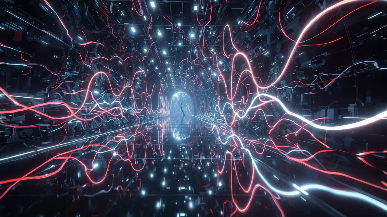 Futuristic Tunnel with Glowing Neon Lights