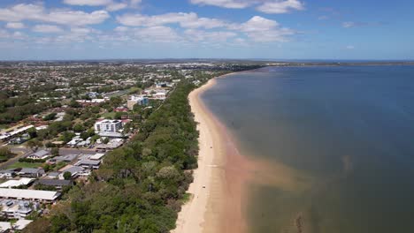 drone shot of scarness jetty hervey bay qld queensland australia