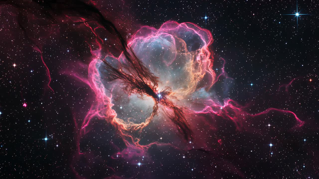 Fantastisk kosmisk scene af en supernovaeksplosion i det dybe rum med levende farver, glødende gasskyer og dynamisk stjerneenergi
