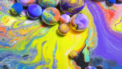 abstract fluid art with colorful bubbles