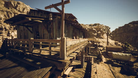 old, abandoned wooden shack in the desert