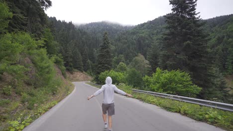 Jogging-on-the-forest-road.