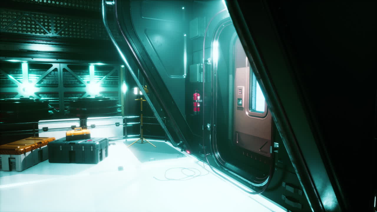 우주 기지의 미래적인 인테리어