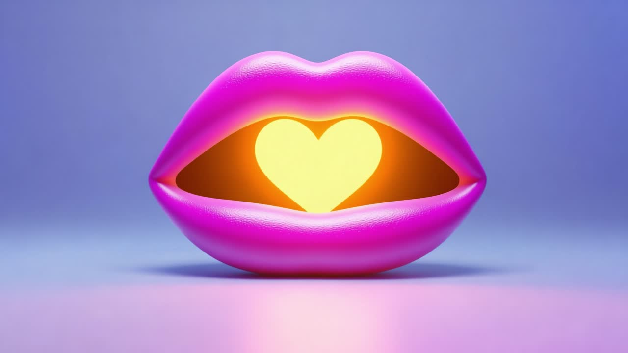 Captivating and Playful Renderings of Vibrant Lip Shapes with Heart Imagery, Perfect for Evoking Feelings of Love, Romance, and Fun Artistic Expression in Bold Colors