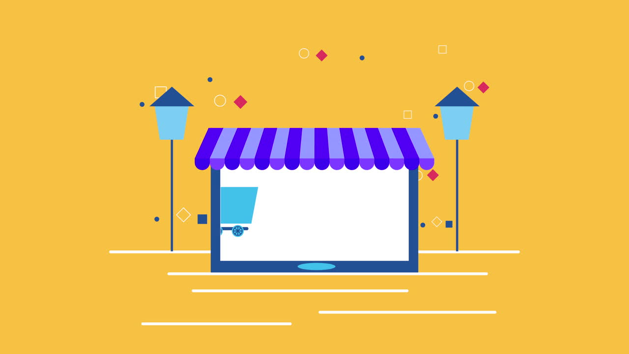 commercio elettronico con animazione per tablet