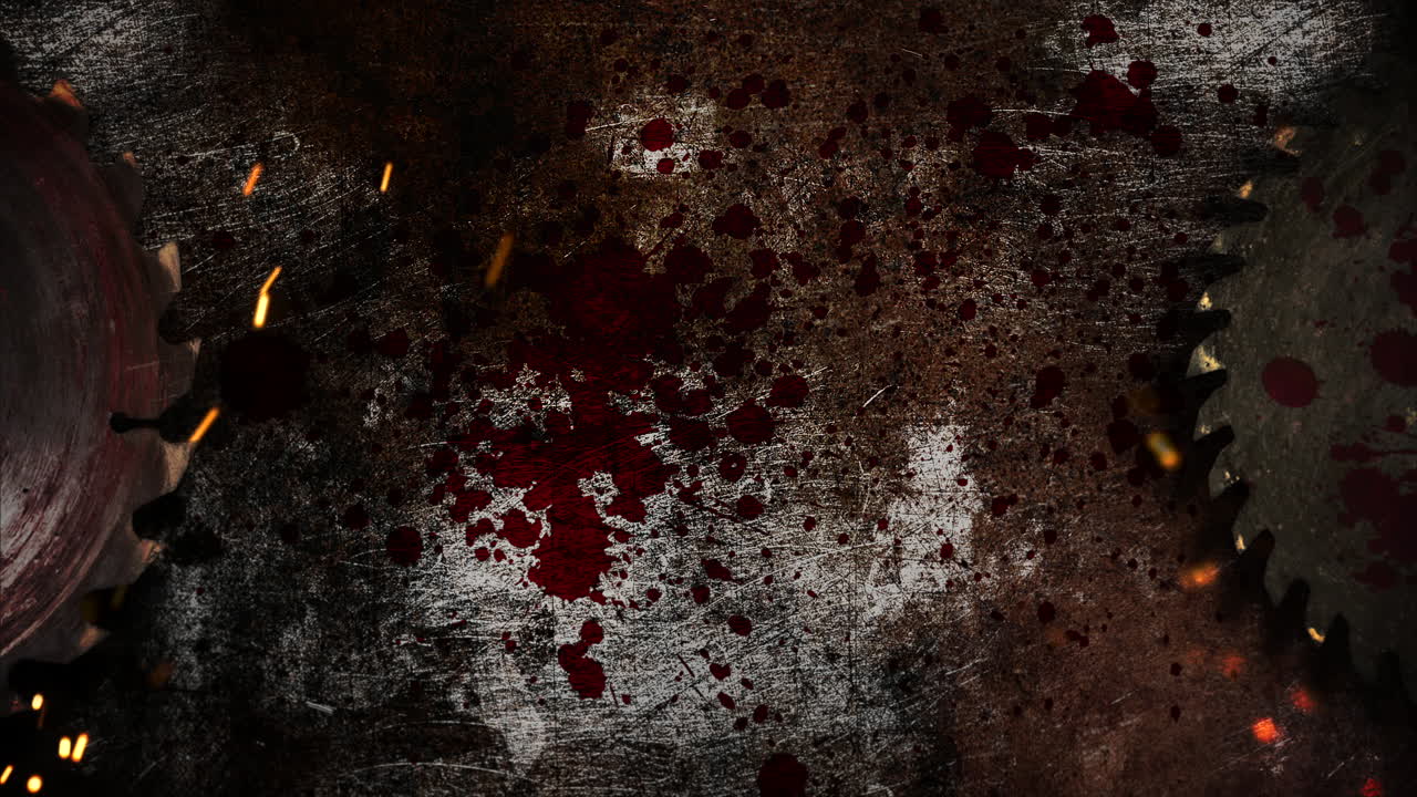 fondo de terror místico con sierra eléctrica y sangre oscura