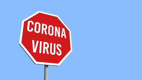 digital animation of coronavirus text on sign board against blue background