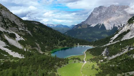 beautiful drone shot of central alps in austria