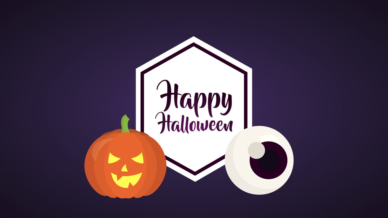 feliz celebración de halloween con animación de calabaza