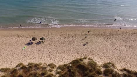 Steady-aerial-shot-of-a-coastline