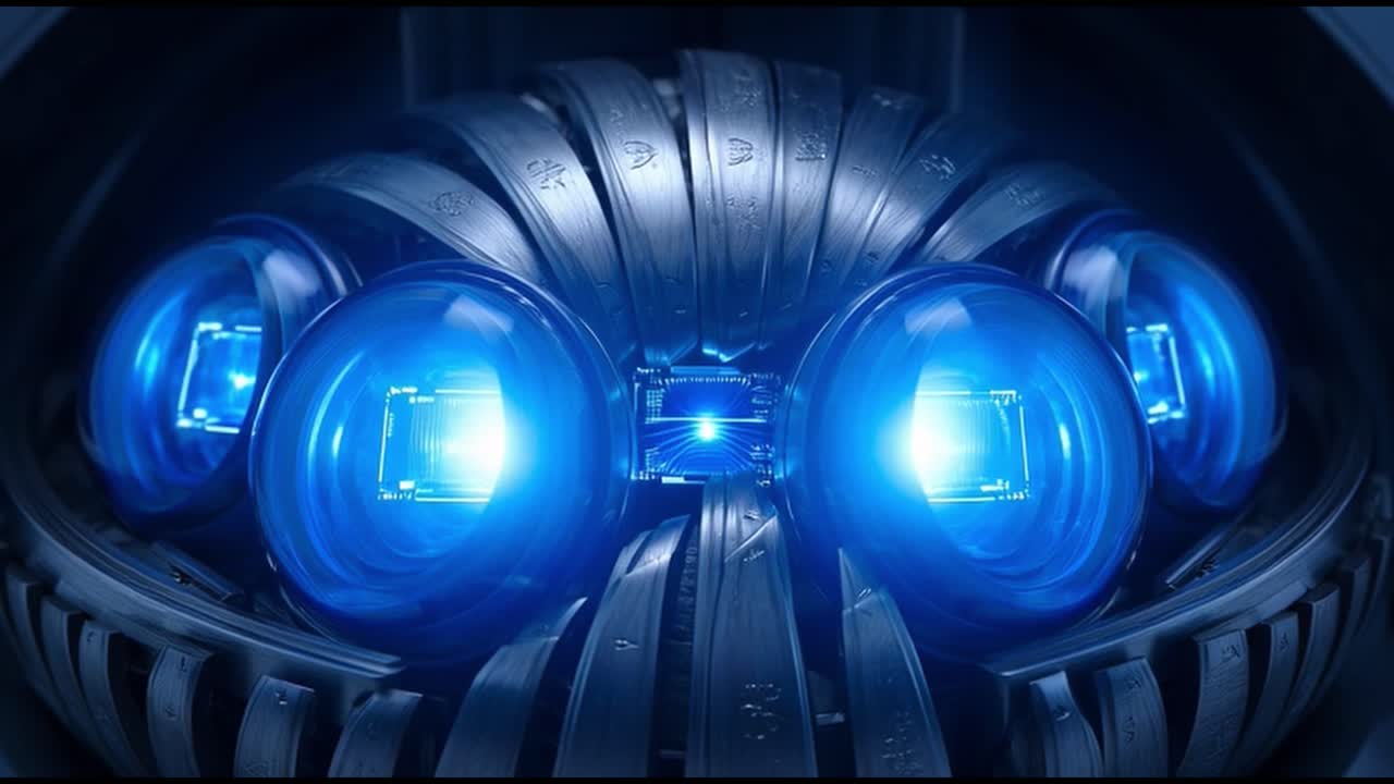 Futuristic Artificial Intelligence Core with Glowing Blue Spheres