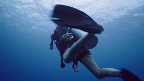 person scuba diving underwater