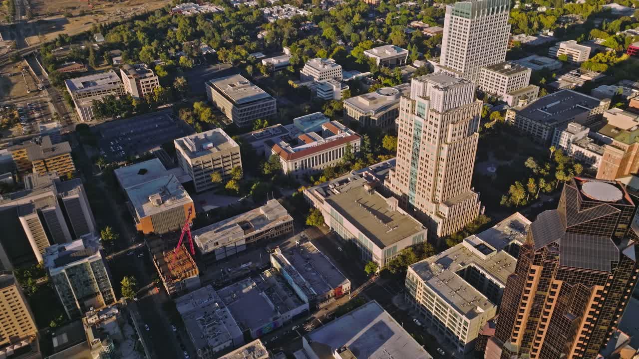 Aerial View of Downtown Sacramento in a late afternoon