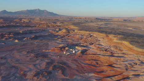 mars research station area in desert near hanksville and landscape at sunrise