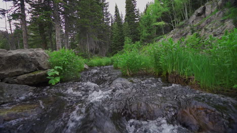slow motion water flowing toward camera