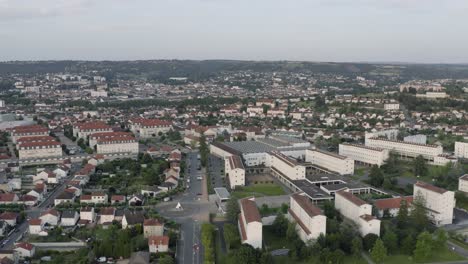 drone aerial shot of montluçon in central france