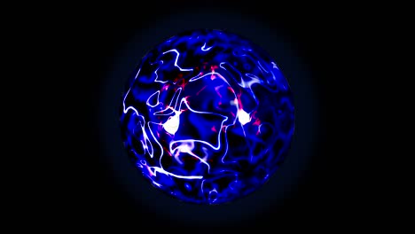 bola de energía abstracta azul brillante con fuego en fondo negro, aislada, animación 3d. esfera ardiente de plasma frío en fondo negro. objeto conceptual de magia y poder. diseño vfx colorido brillante