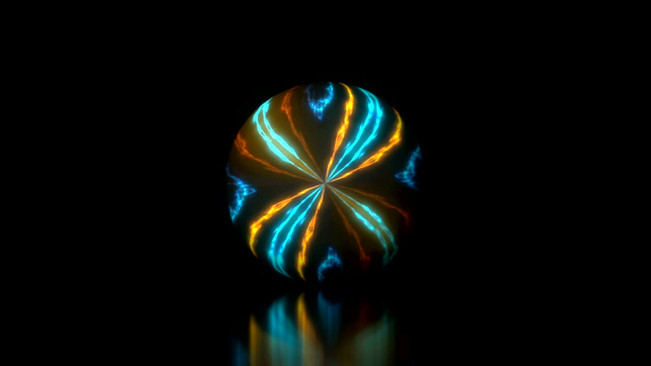 Glow energy sphere with flame effect, abstract 3d render background, bright computer generated backdrop