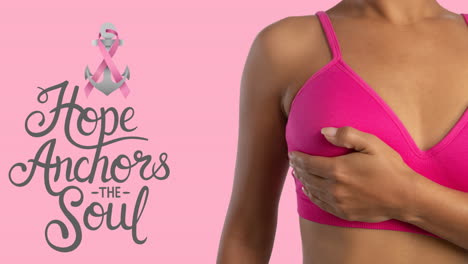 animación de concienciación sobre el cáncer de mama texto sobre mujer biracial