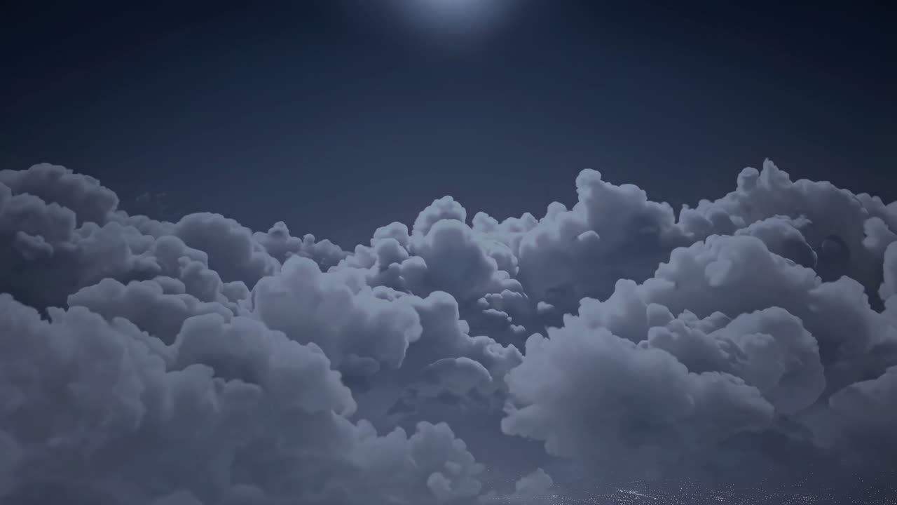 구름과 달이 있는 밤하늘