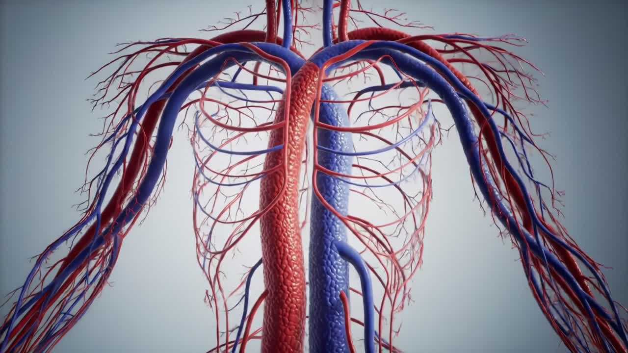 Dynamic Visualization of the Human Vein and Artery System Showcasing the Complex Network of Blood Vessels in a Detailed and Engaging Format