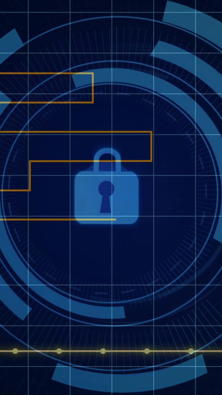 Animation of diagram and data processing over padlock