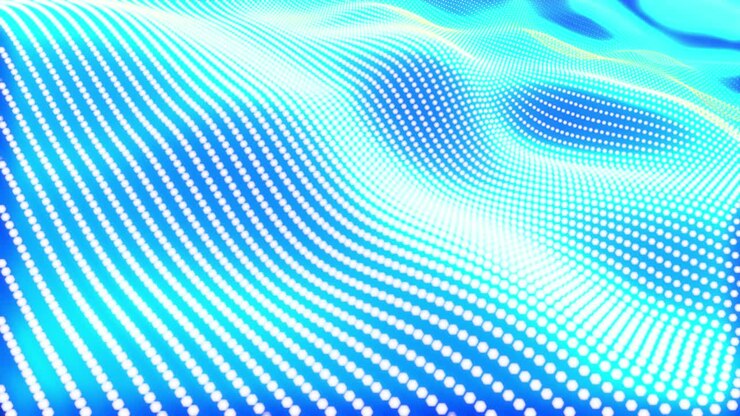 Digital background of moving wave dots - seamless loop