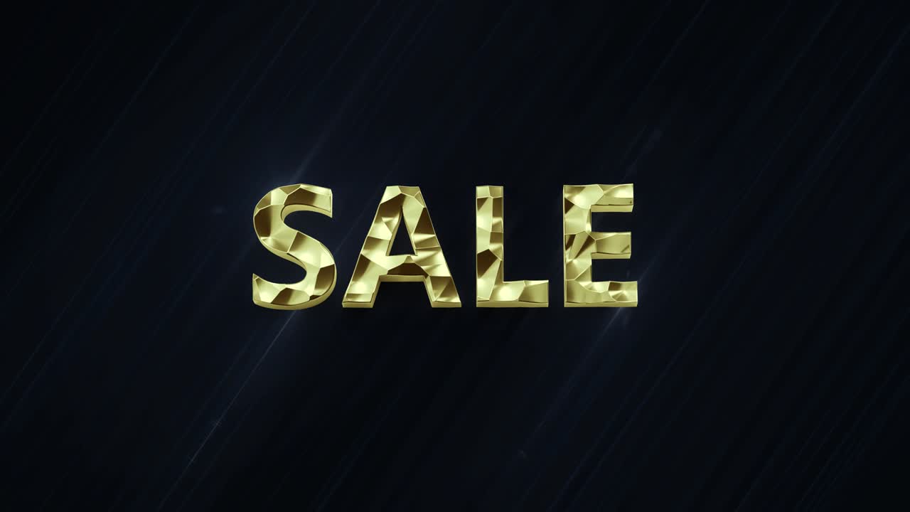 venta en bucle elegante oro título de texto de una sola palabra en moda abstracta fondo azul negro moderno con máscara de coloración incluida. ideal para la pantalla de la tienda de televisión.