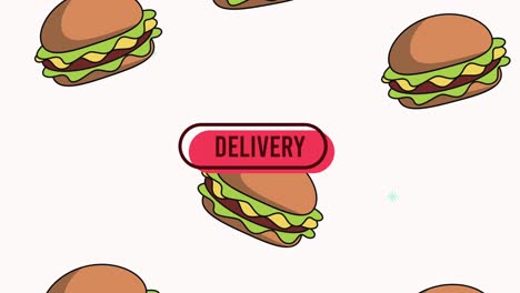 servicio de entrega de comida hamburguesas animación de patrón