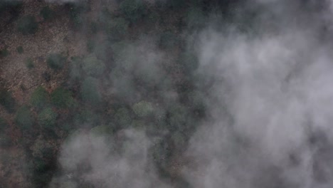 aerial drone shot of the paso de cortés through a cloud bank in mexico