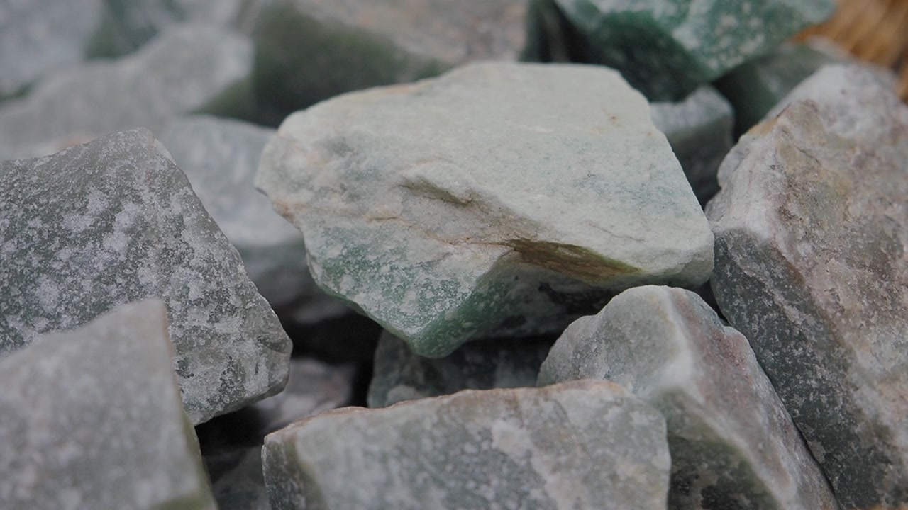 Close-up of Natural Raw Green Aventurine Stones
