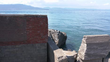 red brick ruins of tomogashima, pan shot with awaji island in background