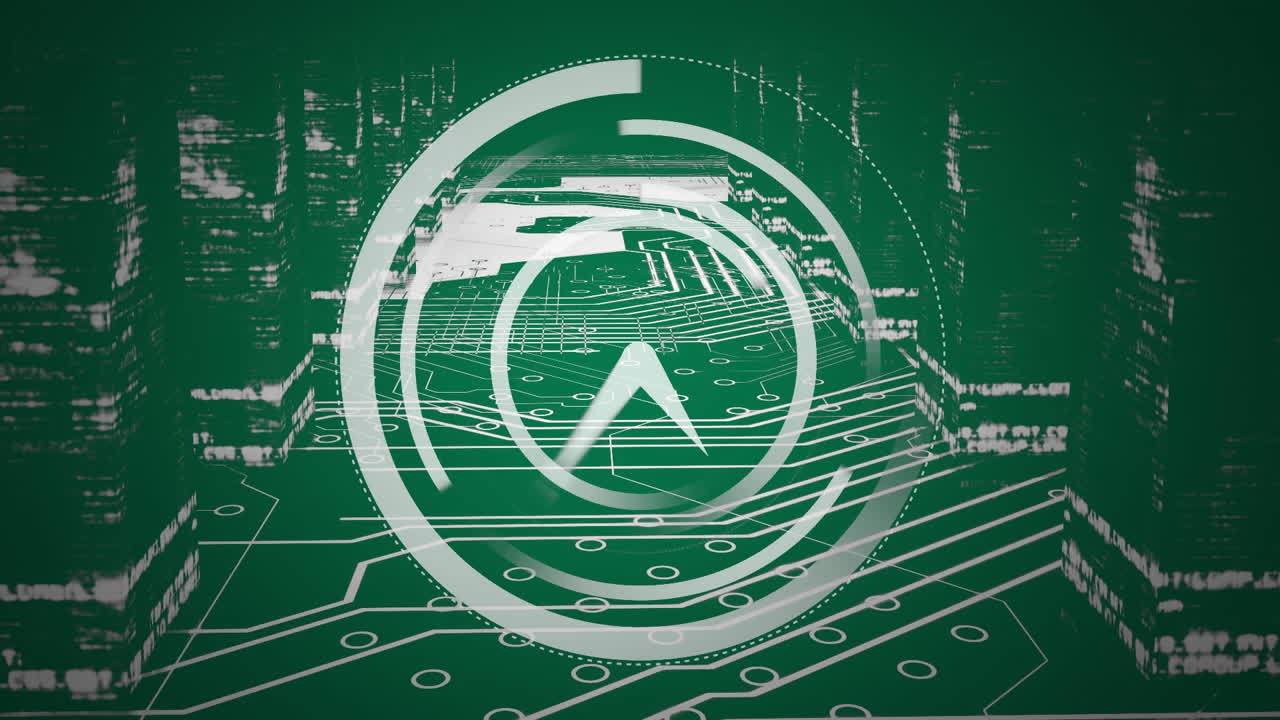 Clock with circuit board on green background