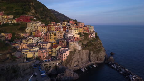 Aerial-of-Manarola,-Cinque-Terre,-Italy