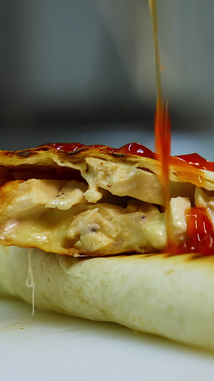 Chicken Cheese Wrap with Red Sauce