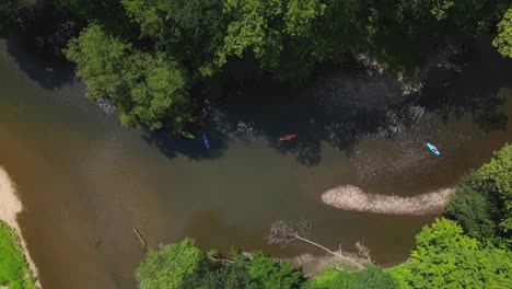 Aerial-drone-view-of-kayaking-in-the-creek