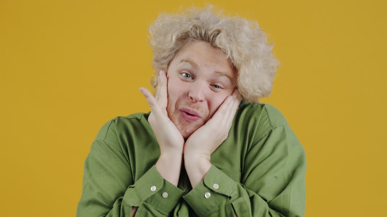 Surprised Man with Curly Hair