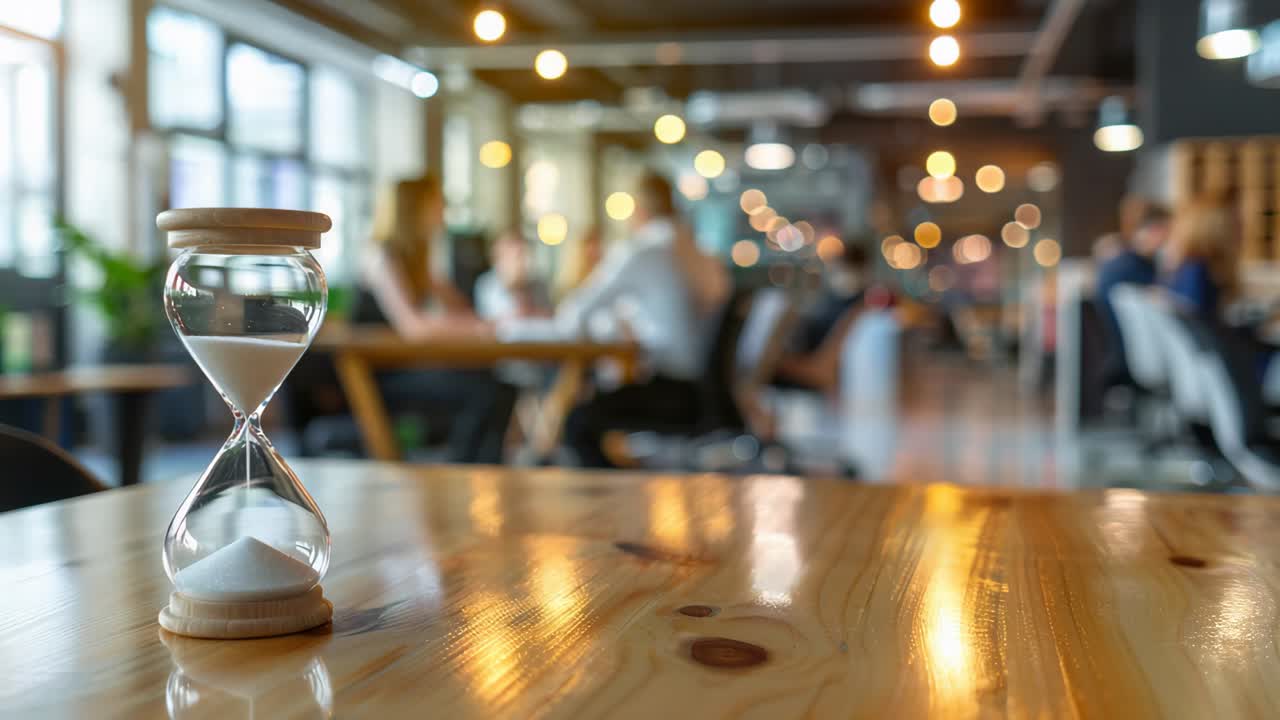 Hourglass in a Modern Office Setting