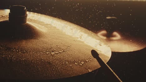 wet cymbals on drums