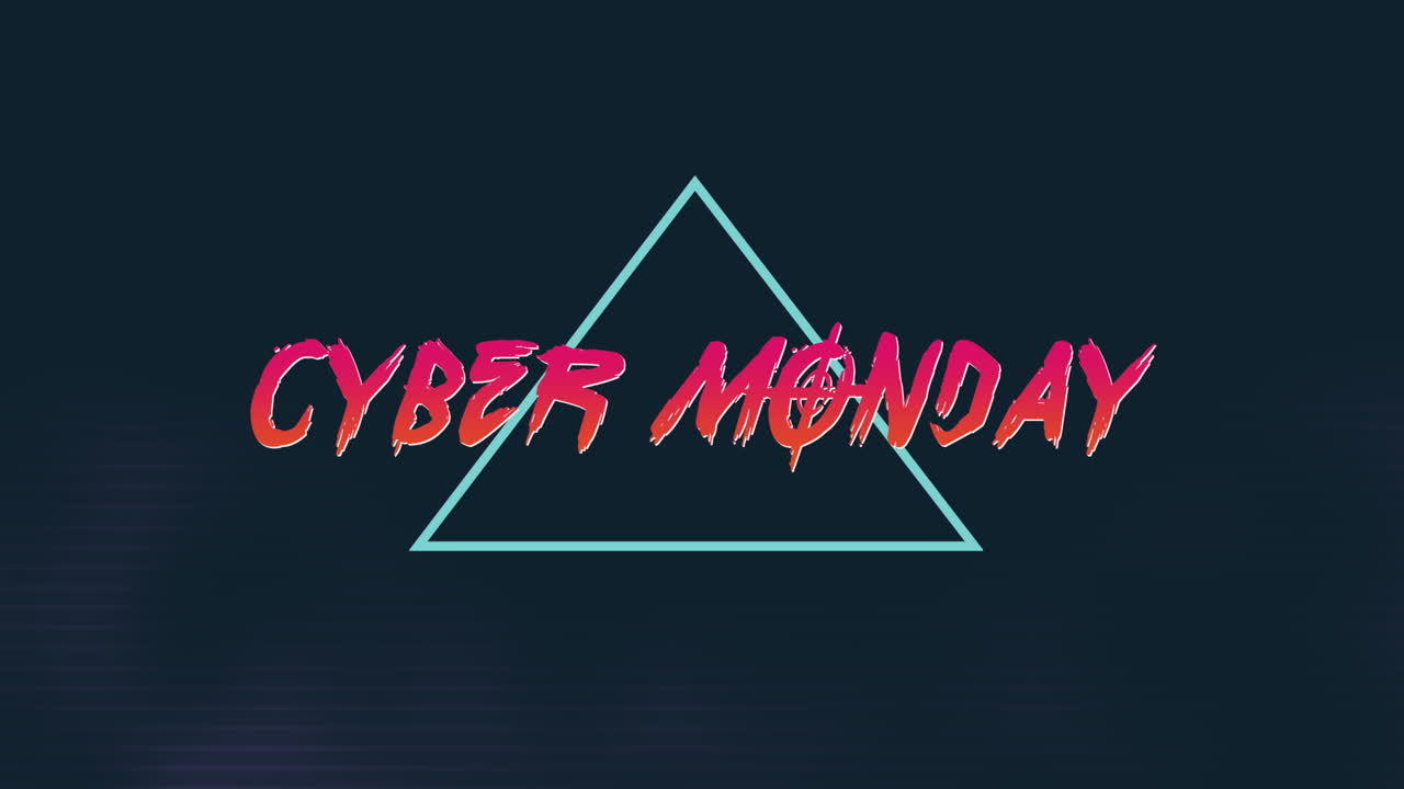 Cyber Monday with retro triangle in dark space