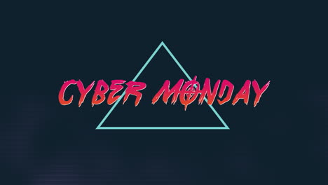 Cyber-Montag-Mit-Retro-dreieck-Im-Dunklen-Raum