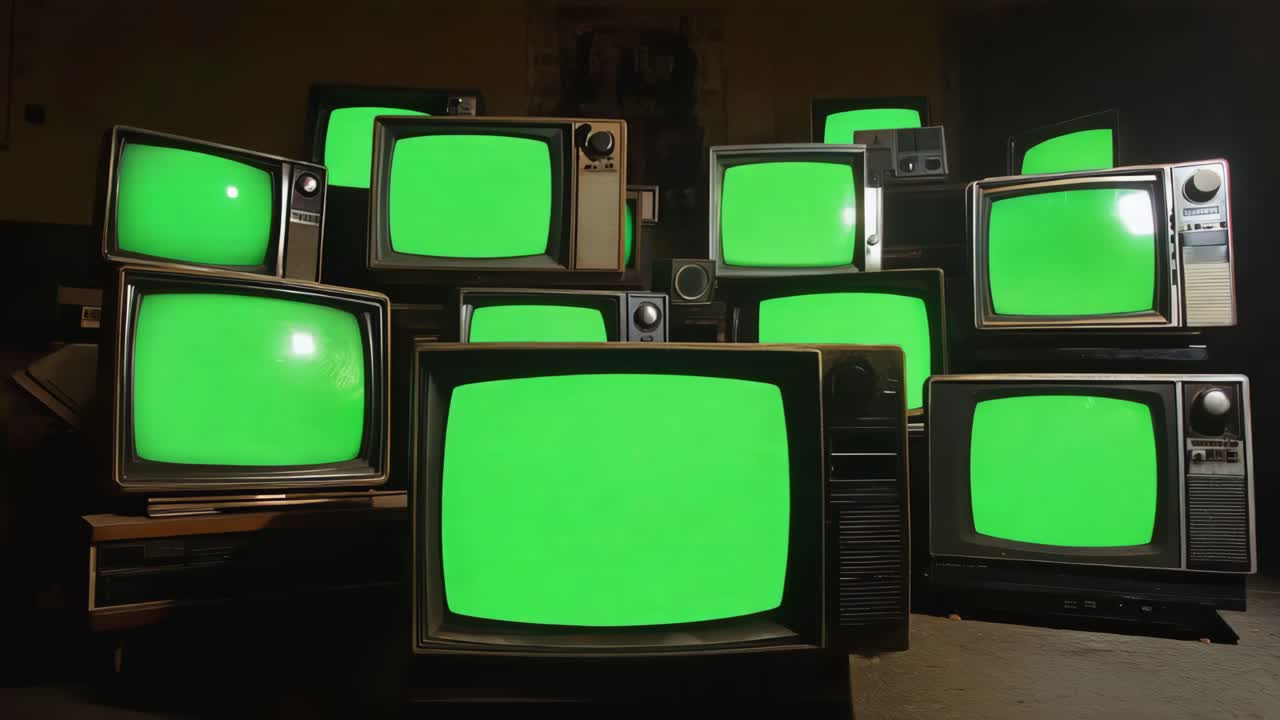 Vintage Televisions with Green Screens