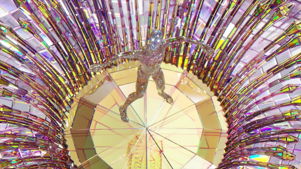 3d 렌더링 된 크리스탈 꽃 및 기하학적 구조