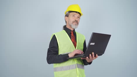 engineer waving at camera.