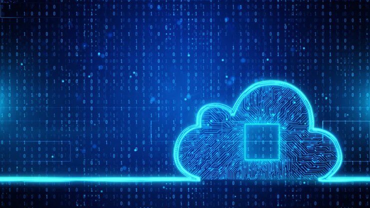 Cloud computing network connection futuristic information cybersecurity digital data of futuristic