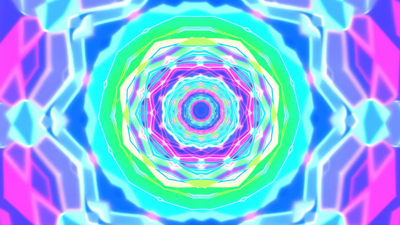 Colorful Glowing Kaleidoscope Vortex Tunnel Loop