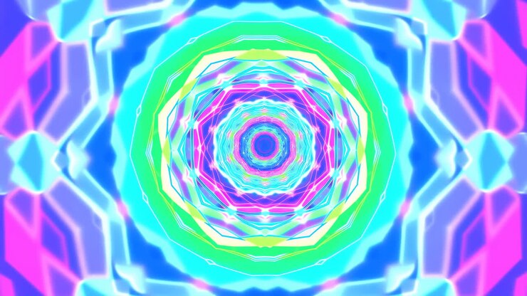 Colorful Glowing Kaleidoscope Vortex Tunnel Loop