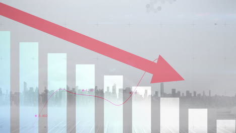 Animation-of-diagrams-and-data-processing-over-cityscape