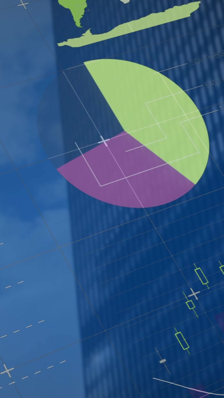 Animazione di elaborazione dati finanziari su edificio