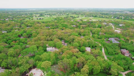 Antena-Del-Bosque-Del-Lago-En-Una-Zona-Residencial